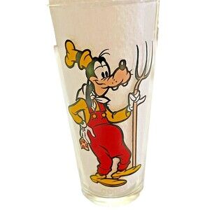 Vintage 70s Glass Walt Disney Goofy‎ Pluto Happy Birthday Mickey Pepsi Collector
